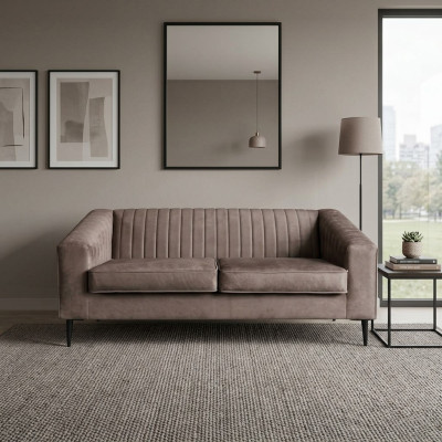 Sofa 2 miejsce do siedzenia Brązowa Sofy Siedziba Salon Nowoczesny Design Podkładka Materiał Elegancki