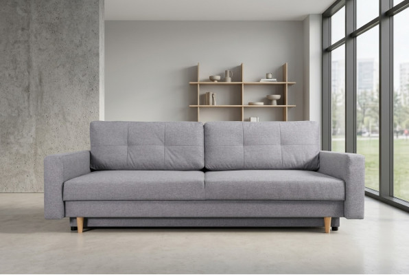 Sofa 3 miejsce do siedzenia Szara Sofa Styl Luksusowy Salon Nowoczesny Design Podkładka Materiał Nowość