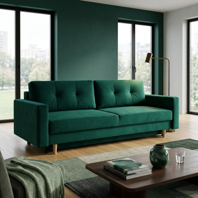 Funkcjonalna I mega wygodna 3-miejscowa rozkładana sofa w luksusowej zieleni