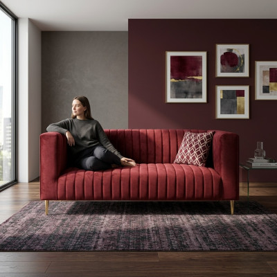 Sofa 2 miejsce do siedzenia Różowy Salon Nowoczesny Design Luksusowe Drewno Meble Podkładka Materiał Nowość