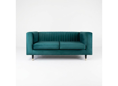 Sofa 2 miejsce do siedzenia Zielona Elegancka Nowoczesna Luksusowa Design Drewno Meble Podkładka Materiał Nowość
