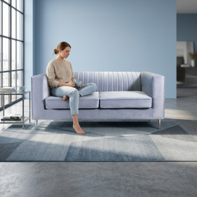 Sofa 2 miejsce do siedzenia Szara Elegancka Nowoczesna Luksusowa Design Drewno Meble Podkładka Materiał Nowość