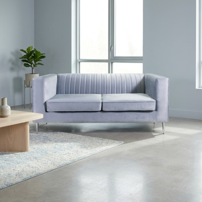 Sofa 2 miejsce do siedzenia Szara Elegancka Nowoczesna Luksusowa Design Drewno Meble Podkładka Materiał Nowość