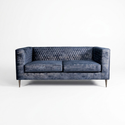Sofa 2 miejsce do siedzenia Niebieska Elegancka Nowoczesna Luksusowa Design Drewno Meble Podkładka Materiał Nowość