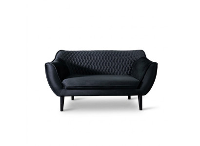 Sofa 2 miejsce do siedzenia Czarny Nowoczesny Salon Luksusowy Design Drewno Meble Podkładka Materiał