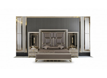 Łóżko Brązowe Eleganckie Sypialnia Design Piękne Luksusowe Łóżko Podwójne