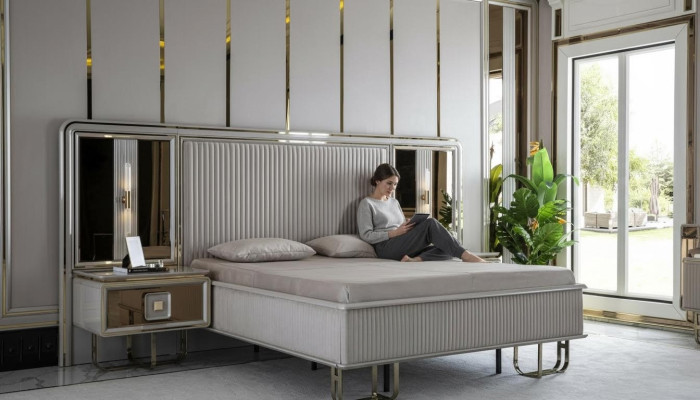 Łóżko Biały Piękny Design Nowoczesne Łóżko Podwójne Sypialnia Eleganckie Meble Nowe