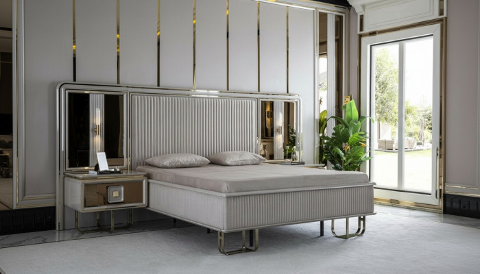 Łóżko Biały Piękny Design Nowoczesne Łóżko Podwójne Sypialnia Eleganckie Meble Nowe