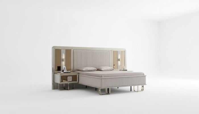 Łóżko Biały Piękny Design Nowoczesne Łóżko Podwójne Sypialnia Eleganckie Meble Nowe