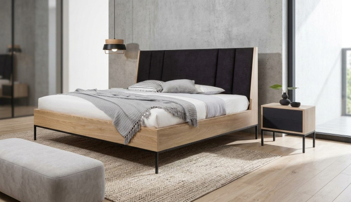 Zestaw Sypialnia Beżowe Łóżko Elegantes 2x Szafki nocne Luxury Modern New 3-częściowy.