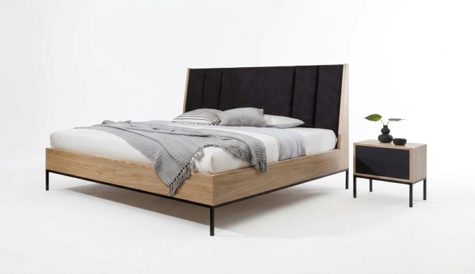 Zestaw Sypialnia Beżowe Łóżko Elegantes 2x Szafki nocne Luxury Modern New 3-częściowy.
