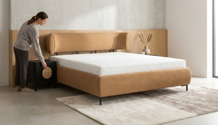 Stolik nocny Szary Sypialnia Elegantes Tabela Luxury Drewno Meble Stolik