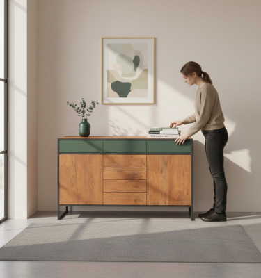 Kredens Brązowy Elegancki Design Nowoczesne Meble Sypialnia Szafa Piękna