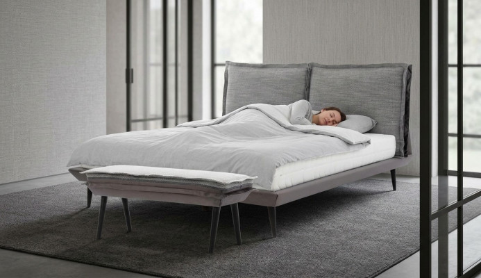 Łóżko Szare Piękny Design Nowoczesne Luksusowe łóżko Sypialnia Eleganckie Meble