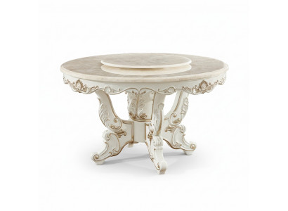 Stół obiadowy Biały Okrągły Klasyczna jadalnia Luksusowe Drewno stoły Elegancki design