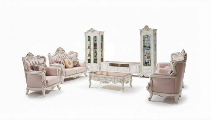 Gablota Biały Luksusowy Salon Meble Drewno Design Szafka szklana Gablota Classic