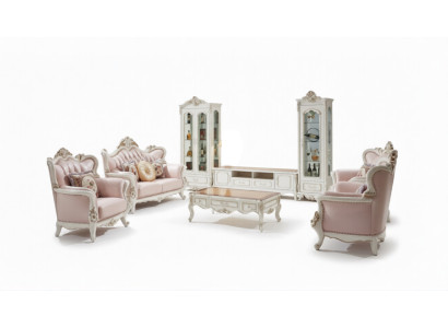 Gablota Biały Luksusowy Salon Meble Drewno Design Szafka szklana Gablota Classic