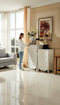 Sypialnia Zestaw Biały Design Elegancki 2x Kredens Classic Meble Luxury 2-częściowy.