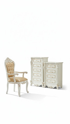 Sypialnia Zestaw Biały Design Elegancki 2x Kredens Classic Meble Luxury 2-częściowy.