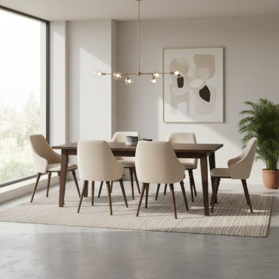 Luksusowy Krzesło Nowoczesny Fotel Krzesła Podkładka Metal Drewno Włókienniczy New Beige