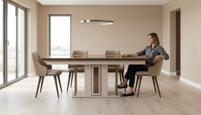 jadalnia Zestaw 4x fotele Stół obiadowy Design Meble grupa jadalniana Krzesło 5-szt.