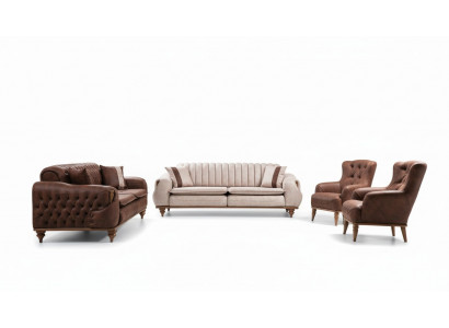 Chesterfield Zestaw sofowy Poduszka na siedzisko Sofa Kanapy Meble Materiał Włókienniczy