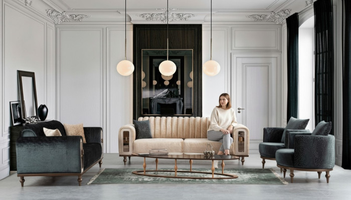 Zestaw sofowy Aksamit Materiał Zestaw Sofa Sofa Podkładka Meble 4-szt. Obcios