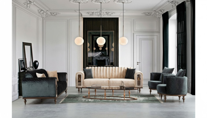 Zestaw sofowy Aksamit Materiał Zestaw Sofa Sofa Podkładka Meble 4-szt. Obcios