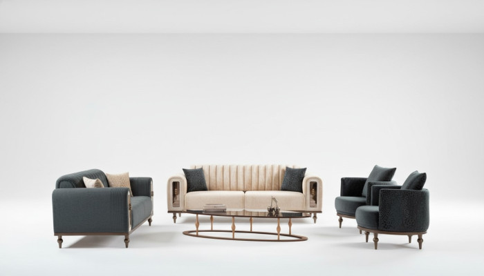 Zestaw sofowy Aksamit Materiał Zestaw Sofa Sofa Podkładka Meble 4-szt. Obcios