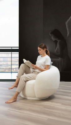 Nowoczesny Okrągły Fotel Beżowy Lounge Meble Club Furnishings Design Fotel