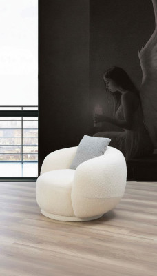Nowoczesny Okrągły Fotel Beżowy Lounge Meble Club Furnishings Design Fotel