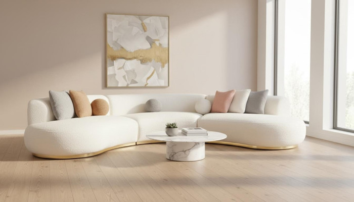 Żywy krajobraz Kanapa xxl Sofa Duża Kanapa Owalny Zestaw narożny Sofa materiałowa
