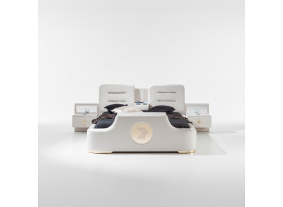 Podwójne łóżko Modern Luxury Stołek Wielofunkcyjne łóżko Design Aksamit