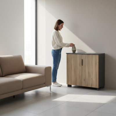 Luksusowy Kredens Brązowy Meble Biurowe Drewno Designerskie Meble Kredens