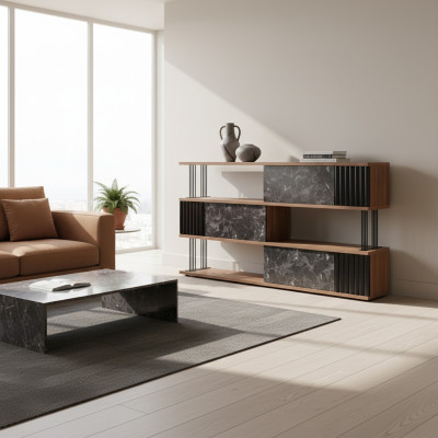 Szafka na dokument Półki Drewno Design Nowość Szafa Office System Meble Meble