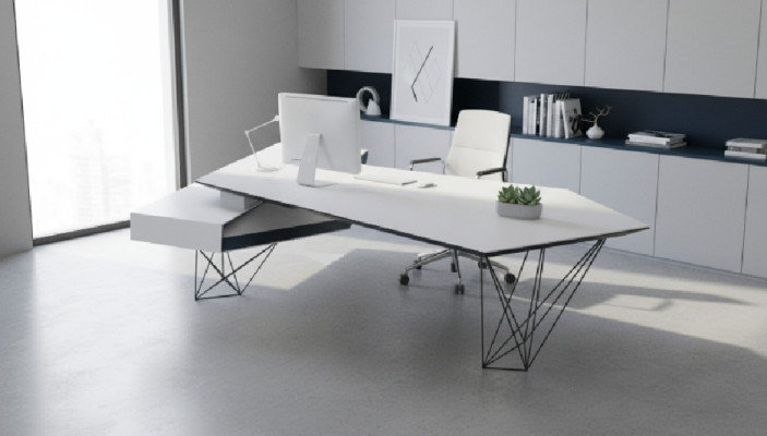 Biurko narożne Biurko do pisania Tabela Luxury Designer Meble Biały