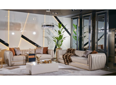 Zestaw tapicerowany sofa 3+3 stolik kawowy Ustaw Couch Materiał Zestaw sofowy 3-częściowy.