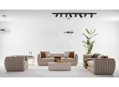 Luksusowy Zestaw Beżowy Zestaw sofowy 3+3+1 miejsce do siedzenia stolik kawowy Sofa Fotel Sofy 5szt