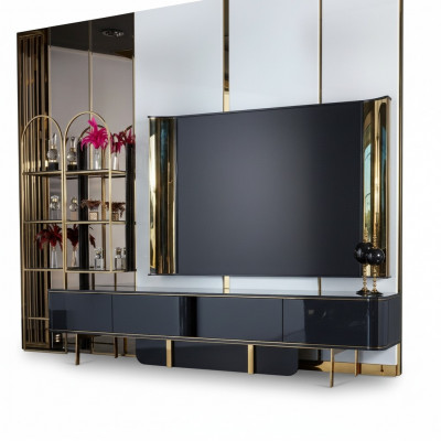 rtv szafka pod telewizor komoda salon nowoczesny design Drewno Czarny