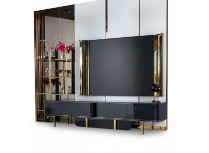 rtv szafka pod telewizor komoda salon nowoczesny design Drewno Czarny