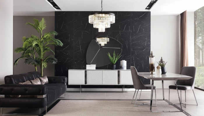 jadalnia Ustaw Sofa Tabela 4x Krzesło Zestaw Kredens Lustro Meble 8-szt