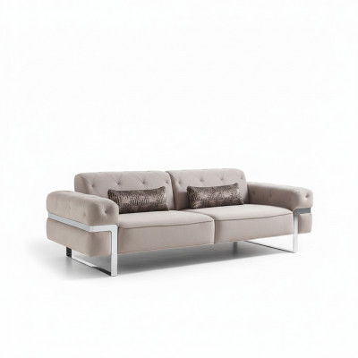 Designerska sofa do salonu 3 miejsce do siedzenia Podkładka trzyosobowa kanapa sofy beżowa