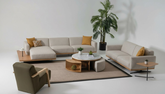 Narożnikowa kanapa Sofa w kształcie litery L Fotel stolik kawowy Stolik Podkładka