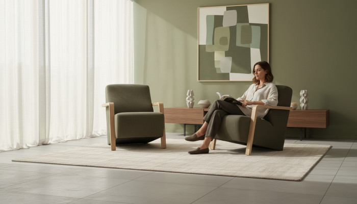 Design Fotel Jednoosobowy Salon Wygodna Podkładka Meble w kolorze zielonym