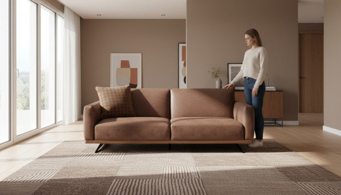 Nowoczesna skórzana sofa sofa 3 miejsce do siedzenia designerska kanapa Żywy krajobraz brązowy