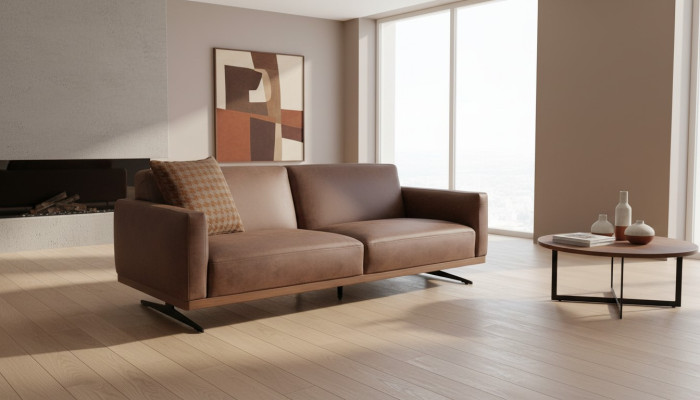 Nowoczesna skórzana sofa sofa 3 miejsce do siedzenia designerska kanapa Żywy krajobraz brązowy