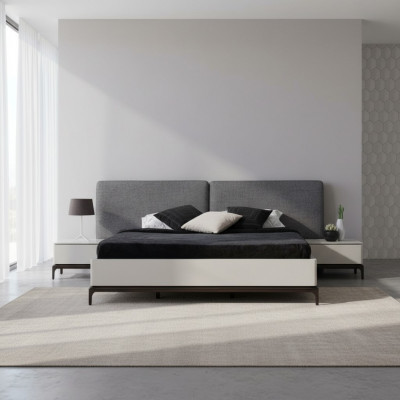Nowoczesny Luksusowy Zestaw Sypialnia Łóżko + 2x Stolik nocny Hotelowe Meble łóżka Loft