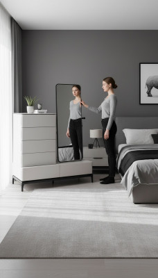 Komody Zestaw do Salonu Kredens z Lustro Drewno Still Modern Biały