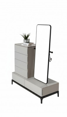 Komody Zestaw do Salonu Kredens z Lustro Drewno Still Modern Biały
