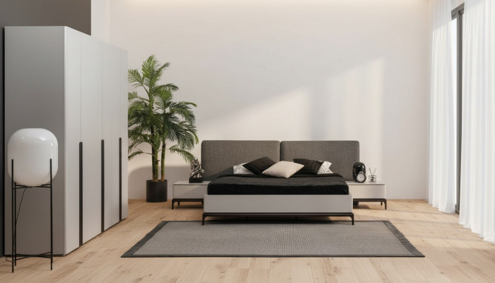 Łóżko Podkładka Design Luksusowe podwójne łóżko hotelowe Drewno Meble Jasnoszary Loft